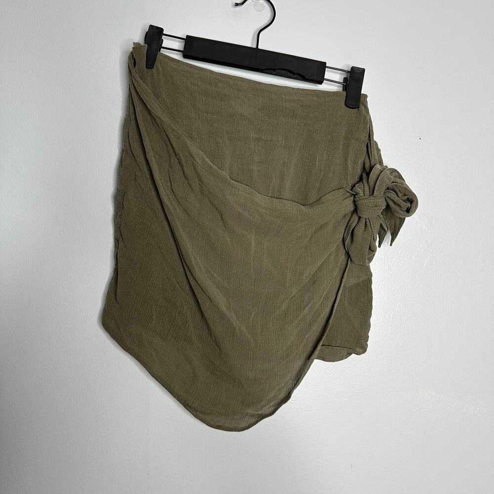 Style Rack Women's Olive Green Gauzy Wrap Mini Skirt Tie‎ Side Size Small